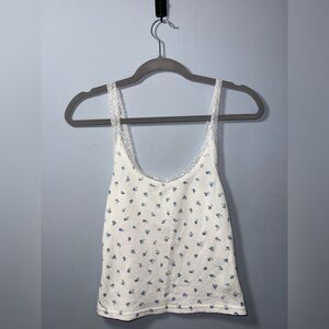 Pink Rose Womens Lace Trimmed Floral Strappy Tank top Size Small NWOT